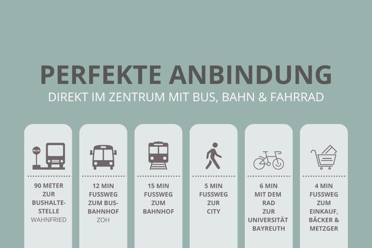 Apt Wahnfried Nr1 - Cityapartment Mit Kueche, Duschbad, Balkon, Parkplatz - Zentral Aber Ruhig 拜罗伊特 外观 照片